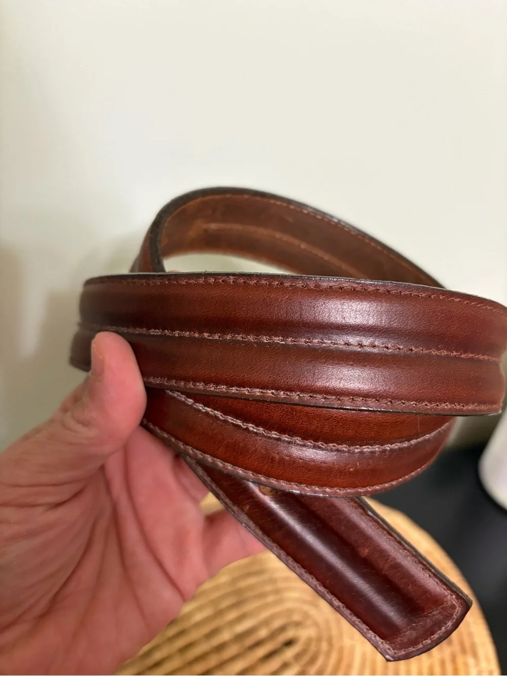 Unisex mahogany brown Leather Belt 34-38” waist